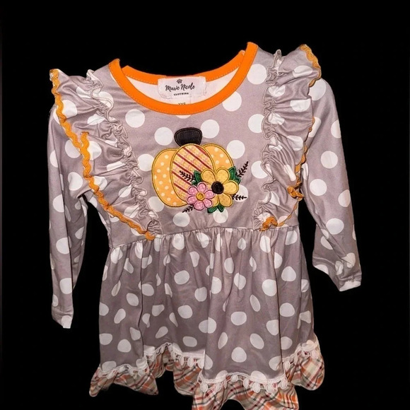 Autumn Plaid Pumpkin Dress size 12-18 months - Picture 2 of 5